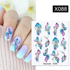 Blue Marble Water Decal Sticker Wave Line Flower Leaf Tree Summer Slider Decor For Manicuring Nail Art Watermarks Curve Graffiti Nail Design for Acrylic Nail Supplies Designer Nail Decorations for Women Girls Kids Stevvex