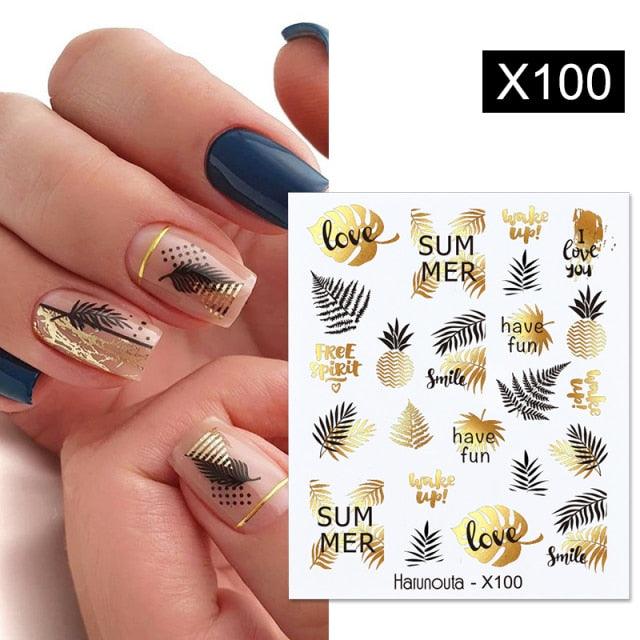 Blue Marble Water Decal Sticker Wave Line Flower Leaf Tree Summer Slider Decor For Manicuring Nail Art Watermarks Curve Graffiti Nail Design for Acrylic Nail Supplies Designer Nail Decorations for Women Girls Kids Stevvex