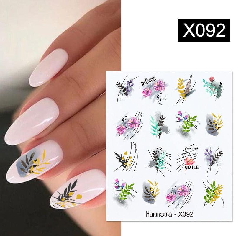 Blue Marble Water Decal Sticker Wave Line Flower Leaf Tree Summer Slider Decor For Manicuring Nail Art Watermarks Curve Graffiti Nail Design for Acrylic Nail Supplies Designer Nail Decorations for Women Girls Kids Stevvex