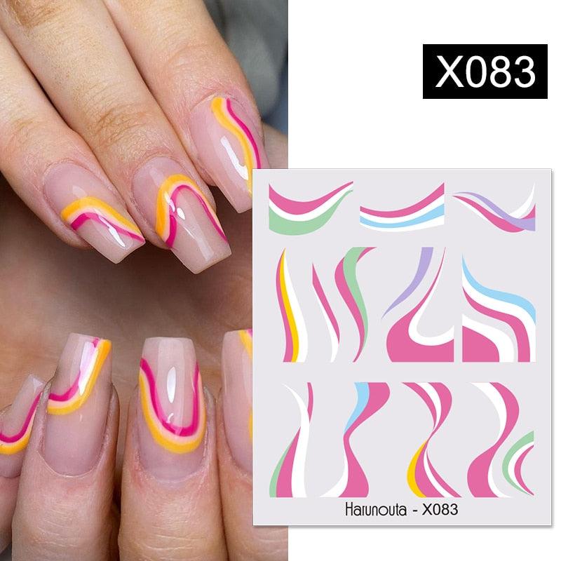Blue Marble Water Decal Sticker Wave Line Flower Leaf Tree Summer Slider Decor For Manicuring Nail Art Watermarks Curve Graffiti Nail Design for Acrylic Nail Supplies Designer Nail Decorations for Women Girls Kids Stevvex