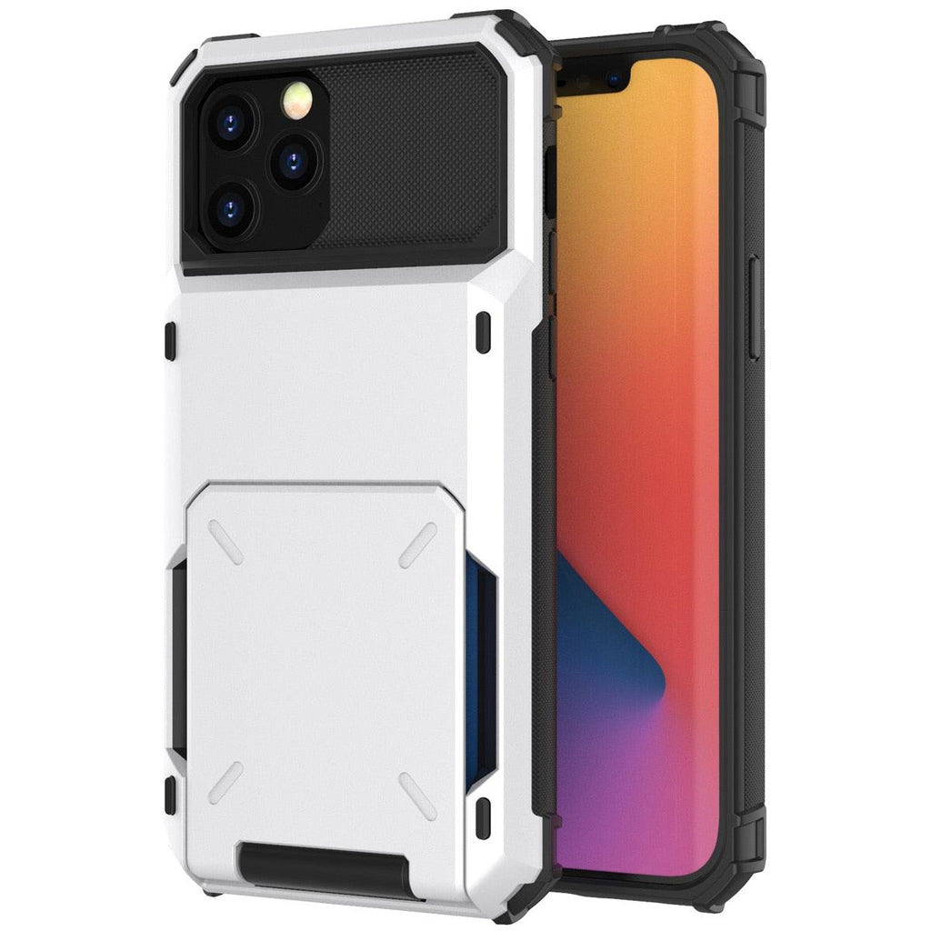 Blue Men Card Holder Hidden Pocket Phone Case Dual Layer Bumper Armor Protective Cover For iPhone 14 13 Pro Max 13 Mini 13 Pro Card Slots Wallet Case Cover Slide Armor Wallet Card Slots Holder for iPhone 13 Stevvex