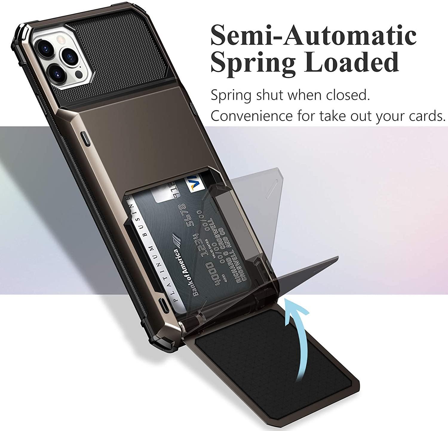 Blue Men Card Holder Hidden Pocket Phone Case Dual Layer Bumper Armor Protective Cover For iPhone 14 13 Pro Max 13 Mini 13 Pro Card Slots Wallet Case Cover Slide Armor Wallet Card Slots Holder for iPhone 13 Stevvex