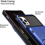 Blue Men Card Holder Hidden Pocket Phone Case Dual Layer Bumper Armor Protective Cover For iPhone 14 13 Pro Max 13 Mini 13 Pro Card Slots Wallet Case Cover Slide Armor Wallet Card Slots Holder for iPhone 13 Stevvex
