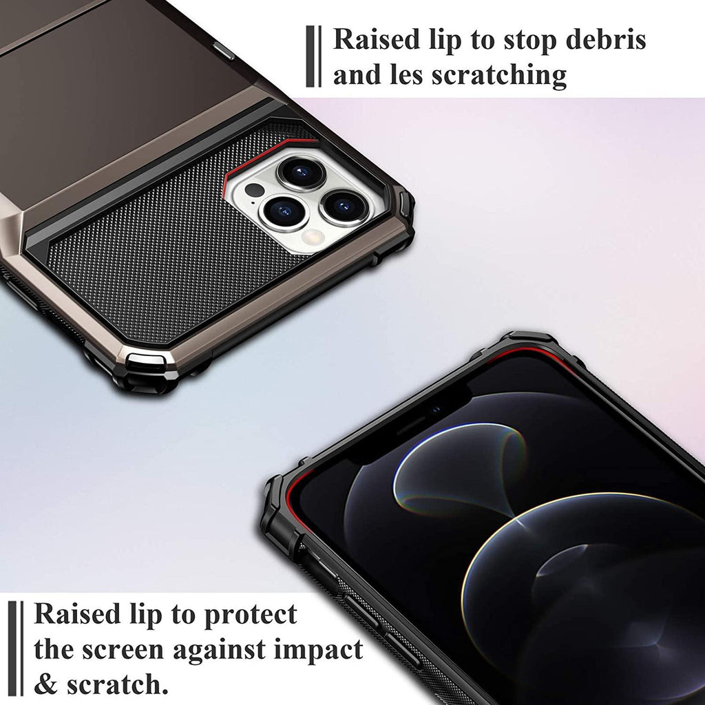 Blue Men Card Holder Hidden Pocket Phone Case Dual Layer Bumper Armor Protective Cover For iPhone 14 13 Pro Max 13 Mini 13 Pro Card Slots Wallet Case Cover Slide Armor Wallet Card Slots Holder for iPhone 13 Stevvex
