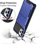 Blue Men Card Holder Hidden Pocket Phone Case Dual Layer Bumper Armor Protective Cover For iPhone 14 13 Pro Max 13 Mini 13 Pro Card Slots Wallet Case Cover Slide Armor Wallet Card Slots Holder for iPhone 13 Stevvex