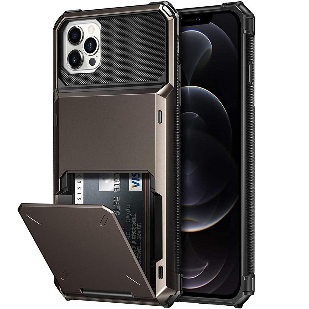 Blue Men Card Holder Hidden Pocket Phone Case Dual Layer Bumper Armor Protective Cover For iPhone 14 13 Pro Max 13 Mini 13 Pro Card Slots Wallet Case Cover Slide Armor Wallet Card Slots Holder for iPhone 13 Stevvex