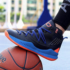 Blue Men High Quality Basketball Sneakers Boys Basket Shoes Autumn High Top Anti-Slip Outdoor Sports Shoes Trainer Professional Anti Slip Sports Sneakers Stevvex