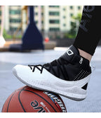 Blue Men High Quality Basketball Sneakers Boys Basket Shoes Autumn High Top Anti-Slip Outdoor Sports Shoes Trainer Professional Anti Slip Sports Sneakers Stevvex