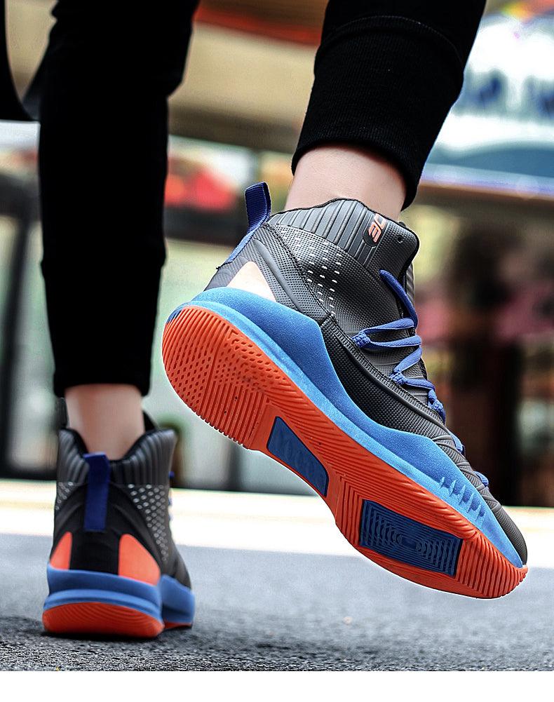 Blue Men High Quality Basketball Sneakers Boys Basket Shoes Autumn High Top Anti-Slip Outdoor Sports Shoes Trainer Professional Anti Slip Sports Sneakers Stevvex