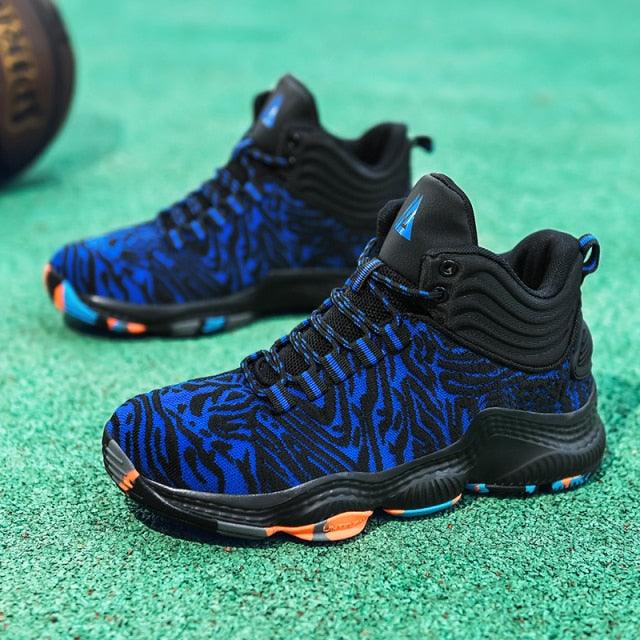 Blue Men High Quality Basketball Sneakers Boys Basket Shoes Autumn High Top Anti-Slip Outdoor Sports Shoes Trainer Professional Anti Slip Sports Sneakers Stevvex