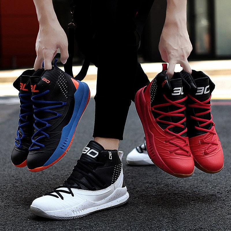 Blue Men High Quality Basketball Sneakers Boys Basket Shoes Autumn High Top Anti-Slip Outdoor Sports Shoes Trainer Professional Anti Slip Sports Sneakers Stevvex