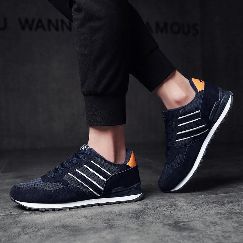 Blue Mens Casual Shoes Comfortable Sneakers Artificial Leather Male Spring Flats Trainers Outdoor Mens Casual Sports High Quality Sneaker Sport Walking Fashion Sneakers Stevvex