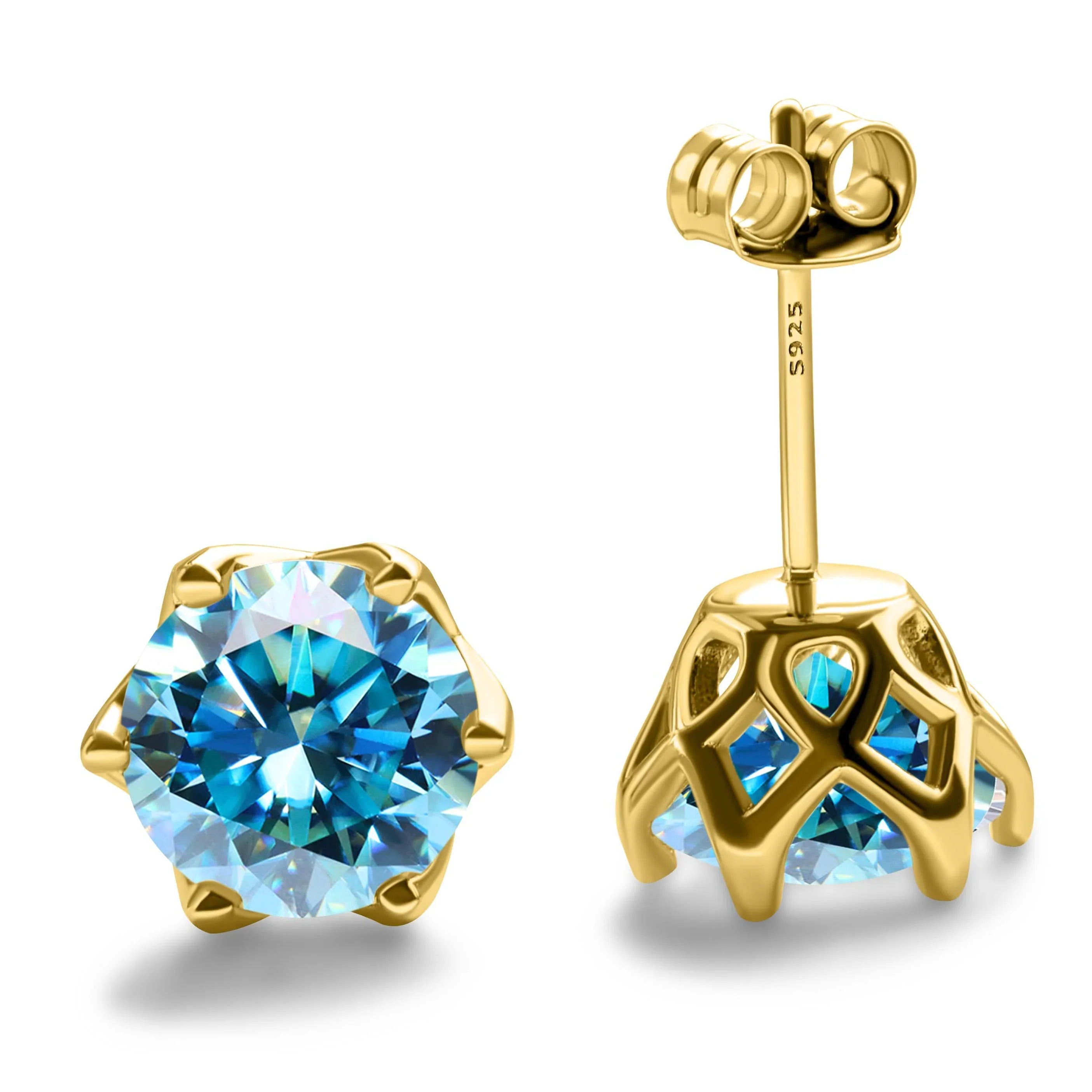 1-2 Carat D Color Moissanite Earrings 925 Sterling Silver Studs For Women BandsCo Straps