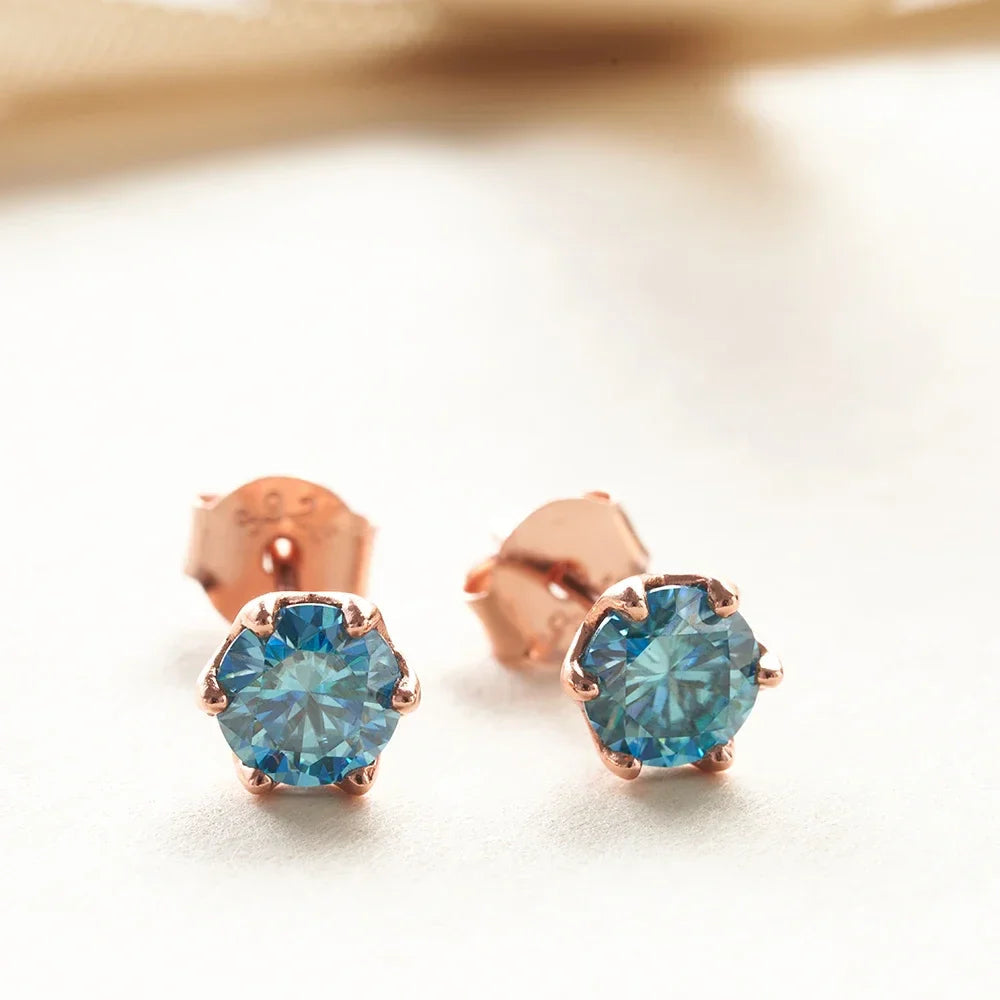 0.5-1ct D Color Moissanite Stud Earrings 925 Sterling Silver Gold Plated BandsCo Straps