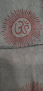 Blue Om Print Scarf Lightweight Boho Asian Symbol Wrap