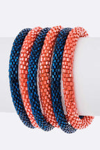 Blue Orange Team Roll On Nepal Beaded Bracelet Set