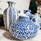 Blue Porcelain Plant Vases Set, Modern Indoor Decorative Planters For Home BandsCo Straps