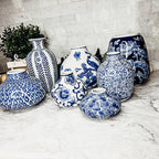 Blue Porcelain Plant Vases Set, Modern Indoor Decorative Planters For Home BandsCo Straps