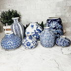 Blue Porcelain Plant Vases Set, Modern Indoor Decorative Planters For Home BandsCo Straps