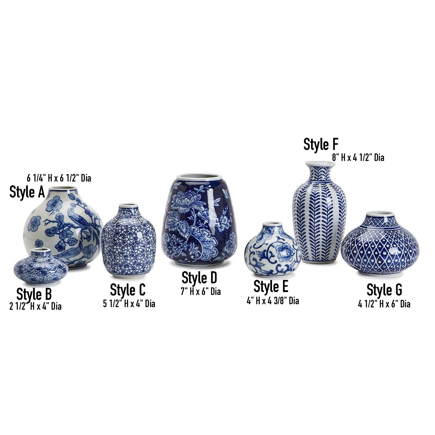Blue Porcelain Plant Vases Set, Modern Indoor Decorative Planters For Home BandsCo Straps