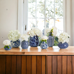 Blue Porcelain Plant Vases Set, Modern Indoor Decorative Planters For Home BandsCo Straps