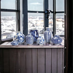Blue Porcelain Plant Vases Set, Modern Indoor Decorative Planters For Home BandsCo Straps