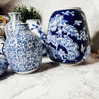 Blue Porcelain Plant Vases Set, Modern Indoor Decorative Planters For Home BandsCo Straps