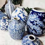 Blue Porcelain Plant Vases Set, Modern Indoor Decorative Planters For Home BandsCo Straps