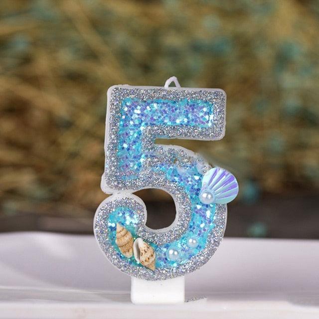 Blue Shell Glitter Number Birthday Candles Numeral Birthday Candles Cake Numeral Candles Number 0-9 Glitter Cake Topper Decoration for Birthday Wedding Anniversary Party Cake Toppers Birthday Wedding Digital Cakes Dessert Decor Birthday Decoration Stevvex