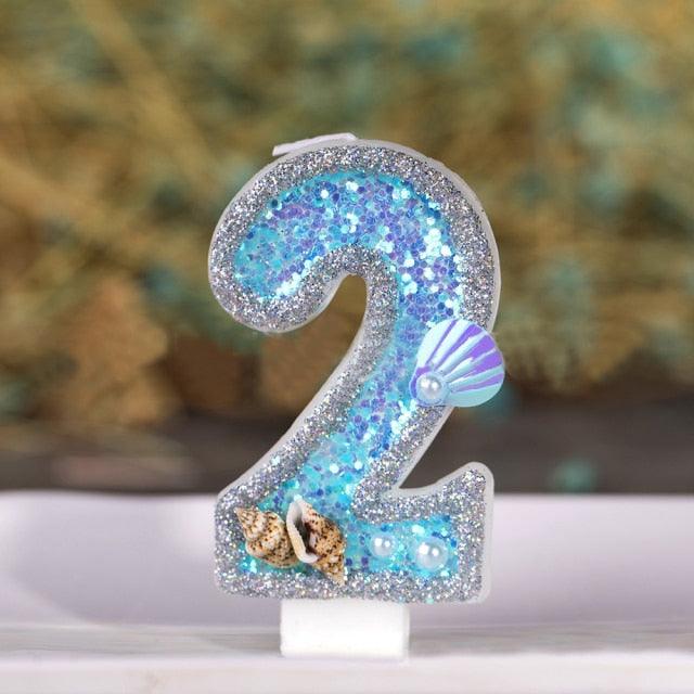 Blue Shell Glitter Number Birthday Candles Numeral Birthday Candles Cake Numeral Candles Number 0-9 Glitter Cake Topper Decoration for Birthday Wedding Anniversary Party Cake Toppers Birthday Wedding Digital Cakes Dessert Decor Birthday Decoration Stevvex