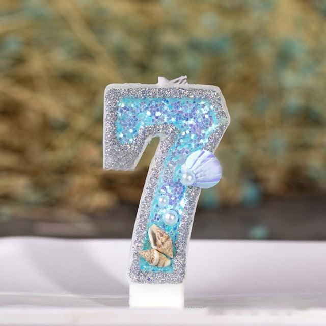 Blue Shell Glitter Number Birthday Candles Numeral Birthday Candles Cake Numeral Candles Number 0-9 Glitter Cake Topper Decoration for Birthday Wedding Anniversary Party Cake Toppers Birthday Wedding Digital Cakes Dessert Decor Birthday Decoration Stevvex