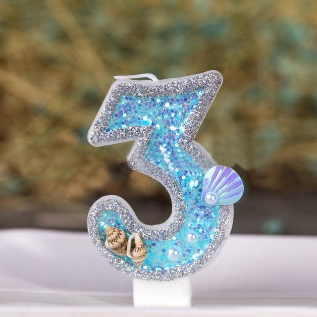 Blue Shell Glitter Number Birthday Candles Numeral Birthday Candles Cake Numeral Candles Number 0-9 Glitter Cake Topper Decoration for Birthday Wedding Anniversary Party Cake Toppers Birthday Wedding Digital Cakes Dessert Decor Birthday Decoration Stevvex