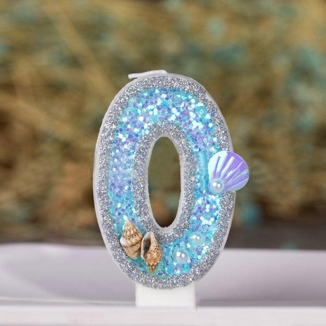 Blue Shell Glitter Number Birthday Candles Numeral Birthday Candles Cake Numeral Candles Number 0-9 Glitter Cake Topper Decoration for Birthday Wedding Anniversary Party Cake Toppers Birthday Wedding Digital Cakes Dessert Decor Birthday Decoration Stevvex