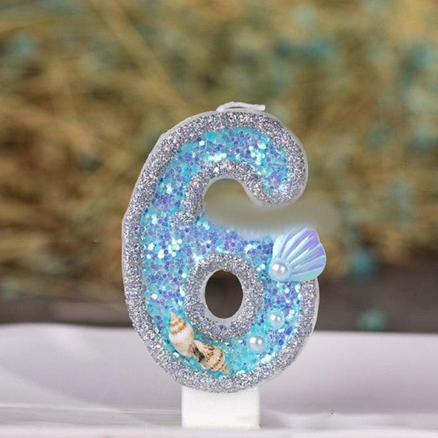 Blue Shell Glitter Number Birthday Candles Numeral Birthday Candles Cake Numeral Candles Number 0-9 Glitter Cake Topper Decoration for Birthday Wedding Anniversary Party Cake Toppers Birthday Wedding Digital Cakes Dessert Decor Birthday Decoration Stevvex