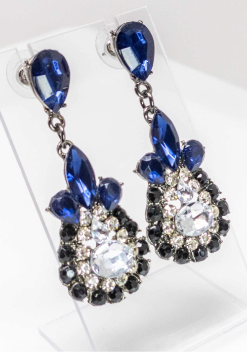 Sparkling Pink Teardrop Dangle Earrings With Crystals