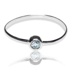 Blue Topaz Sterling Silver Bezel Ring Minimalist Promise