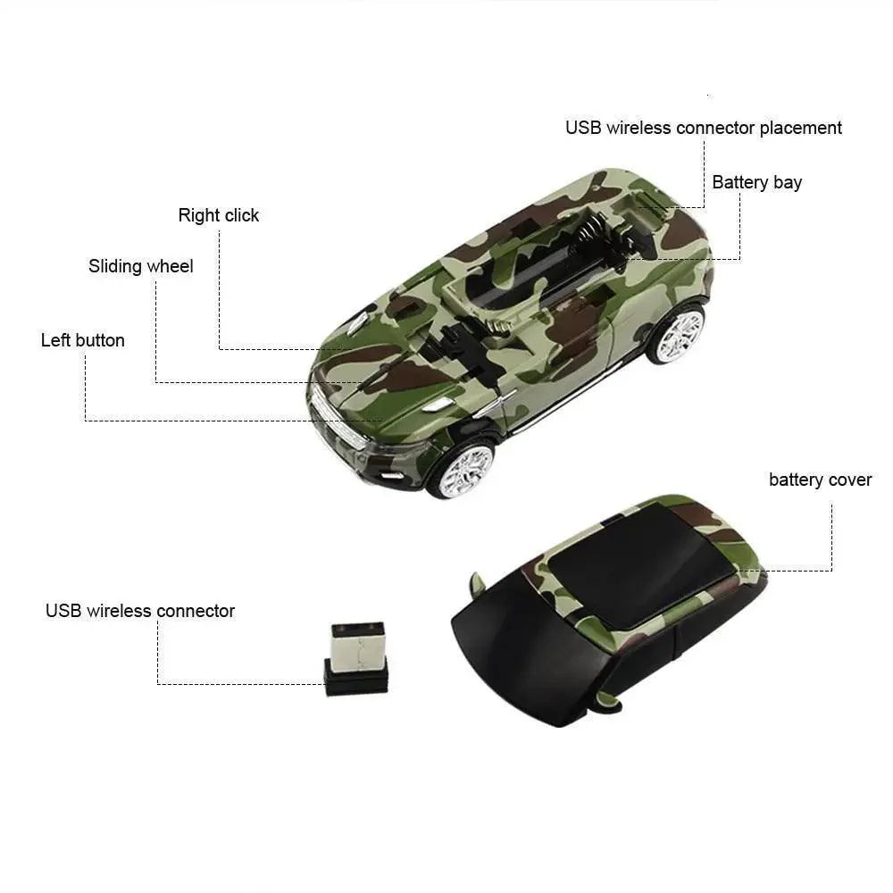Blue Wireless Optical Mouse Sports Car Shaped Mouse 1600 DPI Office School Mice For Computer And Laptop Comfortable For Every Use Stevvex