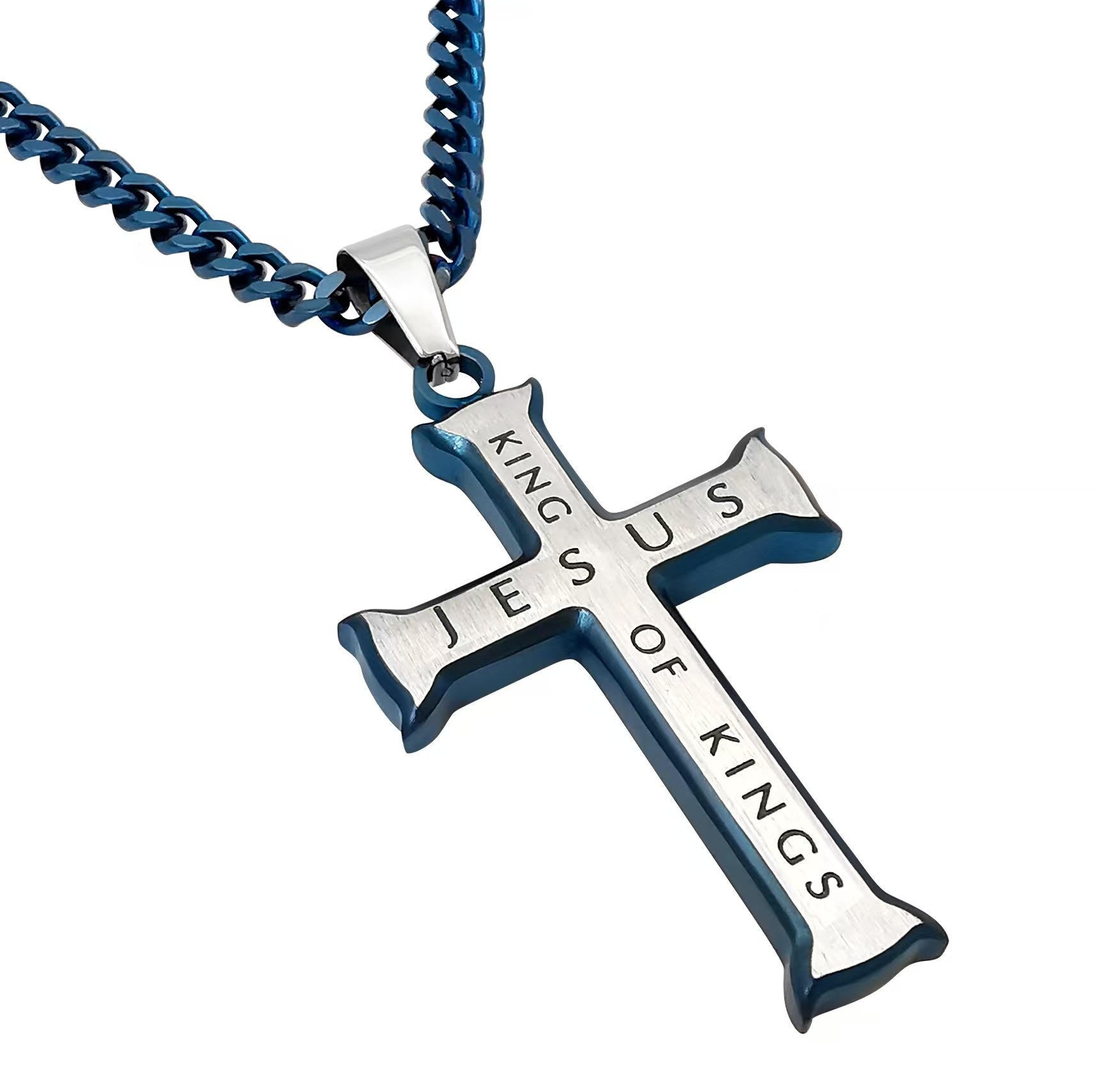 Blue Iron Cross Necklace KingdomWear