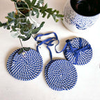 Black Braided Coaster Set 4-Pack Candy Cane Stripe Coasters Table Protectors BandsCo Straps