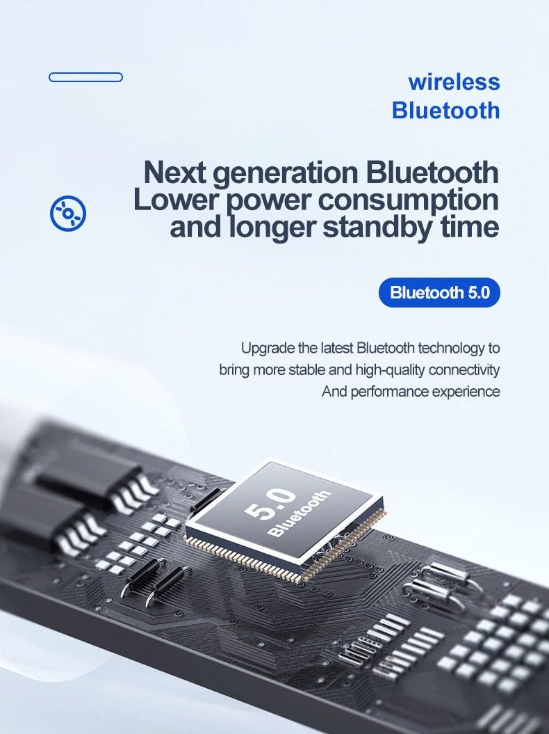 Bluetooth 5.0 Earphones LED Charging Box Wireless Headphone 9D Stereo Sound Sports Waterproof Earbuds Headsets With Microphone Wearable Wireless Clear Calls Music Headphones Immersive Sound 12 Hours Single Playtime HiFi Quality Stereo Sound Stevvex