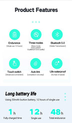 Bluetooth 5.0 Earphones LED Charging Box Wireless Headphone 9D Stereo Sound Sports Waterproof Earbuds Headsets With Microphone Wearable Wireless Clear Calls Music Headphones Immersive Sound 12 Hours Single Playtime HiFi Quality Stereo Sound Stevvex