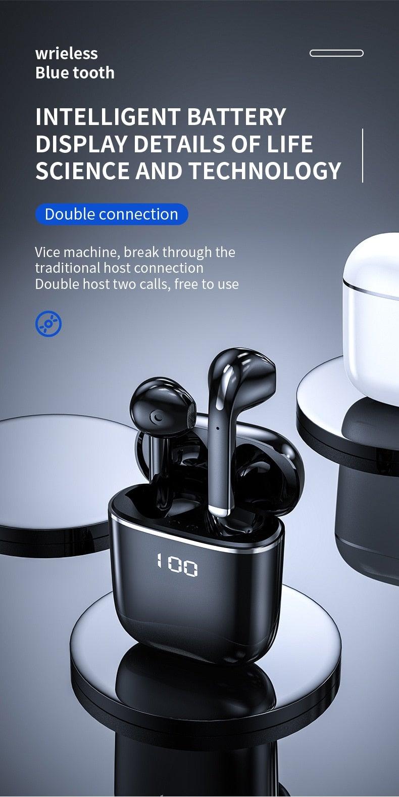 Bluetooth 5.0 Earphones LED Charging Box Wireless Headphone 9D Stereo Sound Sports Waterproof Earbuds Headsets With Microphone Wearable Wireless Clear Calls Music Headphones Immersive Sound 12 Hours Single Playtime HiFi Quality Stereo Sound Stevvex
