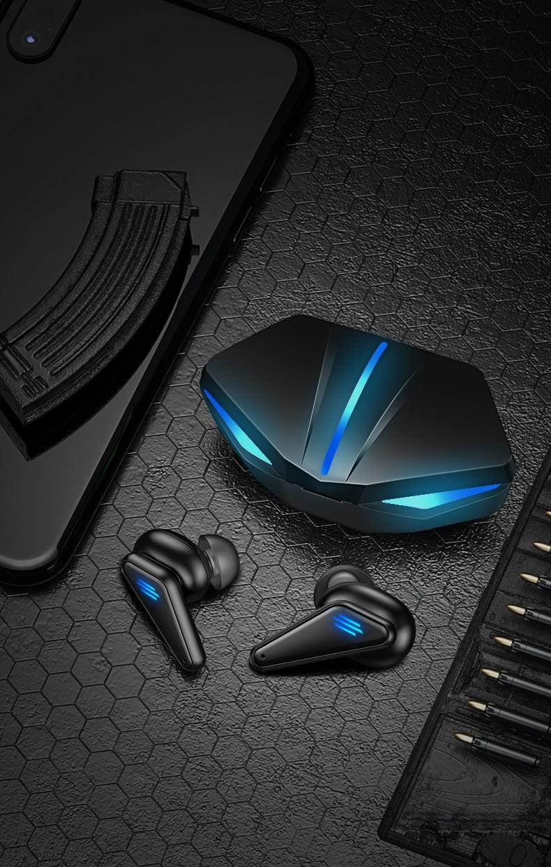 Bluetooth 5.0 Gaming Headset Workout Music Earphones Earbuds With Mic Bass Audio Quality Sound Wireless Headphones Sports Headphones Wearable Sweatproof Easy Pairing Headset For Sport Black Stevvex