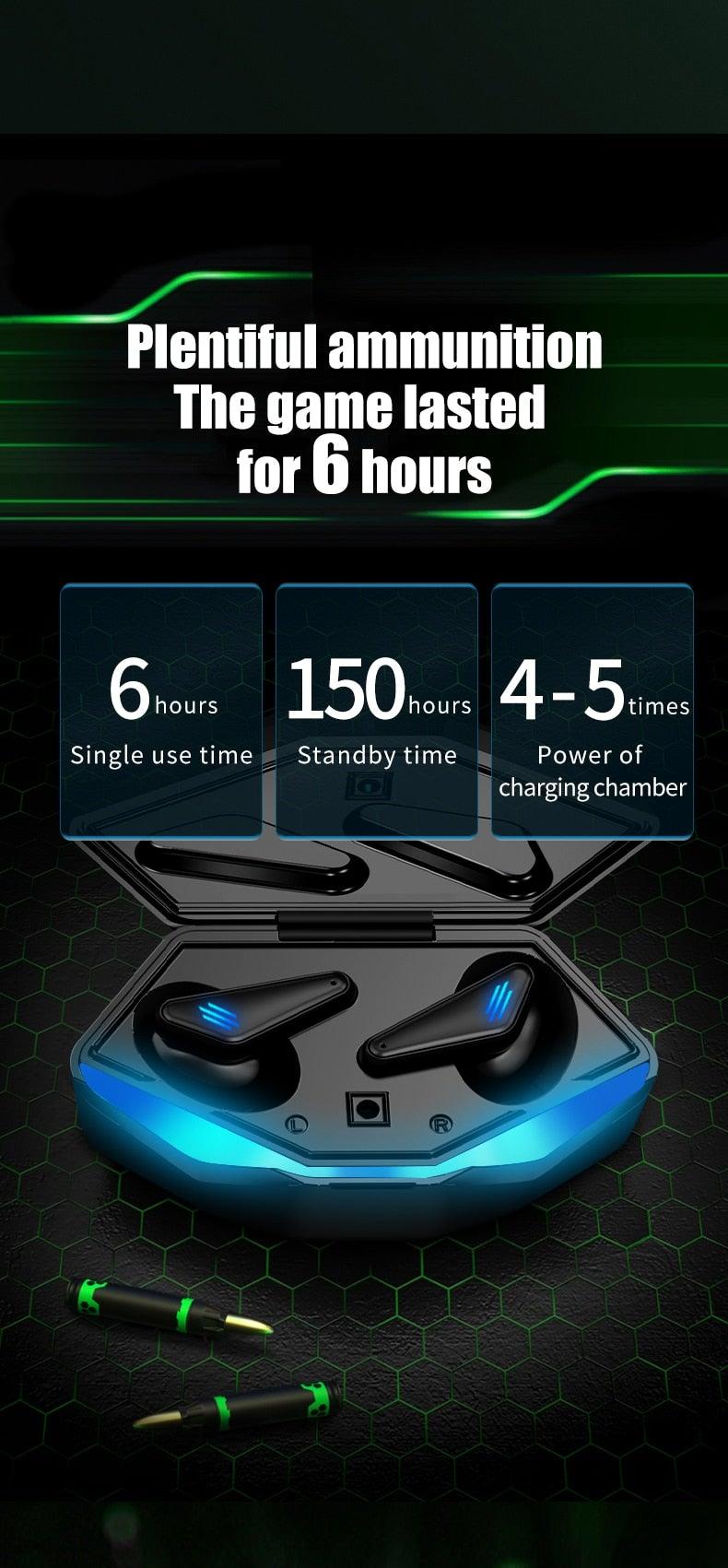 Bluetooth 5.0 Gaming Headset Workout Music Earphones Earbuds With Mic Bass Audio Quality Sound Wireless Headphones Sports Headphones Wearable Sweatproof Easy Pairing Headset For Sport Black Stevvex
