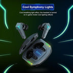 Bluetooth 5.0 RGB Yellow Gaming Earphones Low Latency Wireless Stereo Headphones Bass Earbuds With Mic Headphones Wearable Music Player HiFi Quality Sound Sport Earphones With Charging Case For Outdoor Running Gym Workout 65ms Stevvex