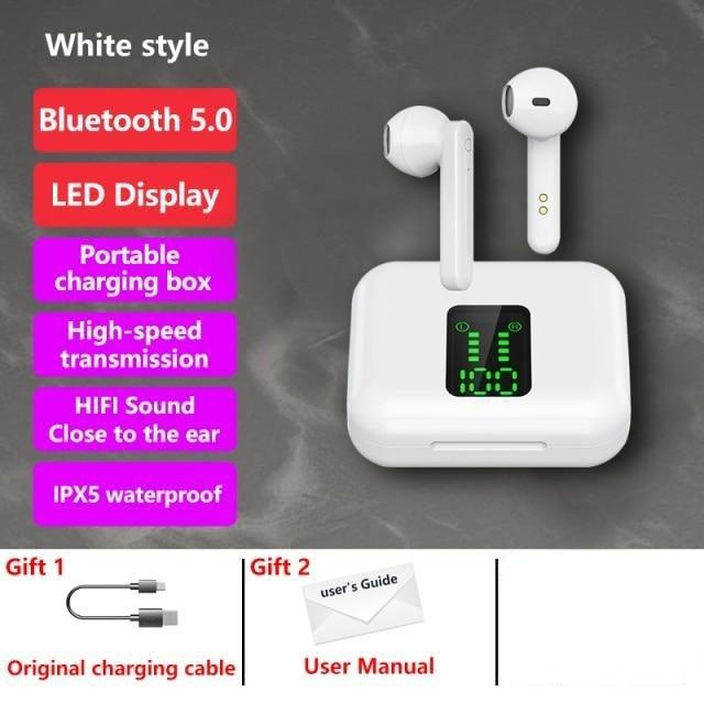 Bluetooth 5.1 Wireless Headphones  Waterproof Sports Workout Earphones With Microphone Bluetooth In Ear Headphones Wireless Headset Quality Deep Bass Soft Earmuffs  Light Weight Built-in Microphone Charging Box 3500mAh Stevvex