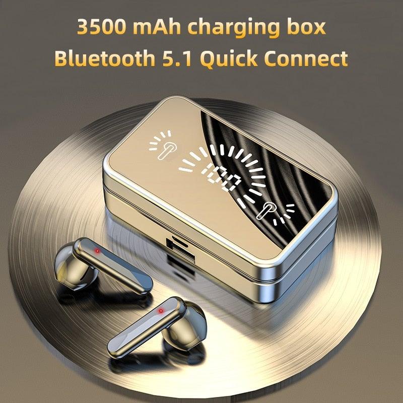 Bluetooth 5.1 Wireless Headphones  Waterproof Sports Workout Earphones With Microphone Bluetooth In Ear Headphones Wireless Headset Quality Deep Bass Soft Earmuffs  Light Weight Built-in Microphone Charging Box 3500mAh Stevvex