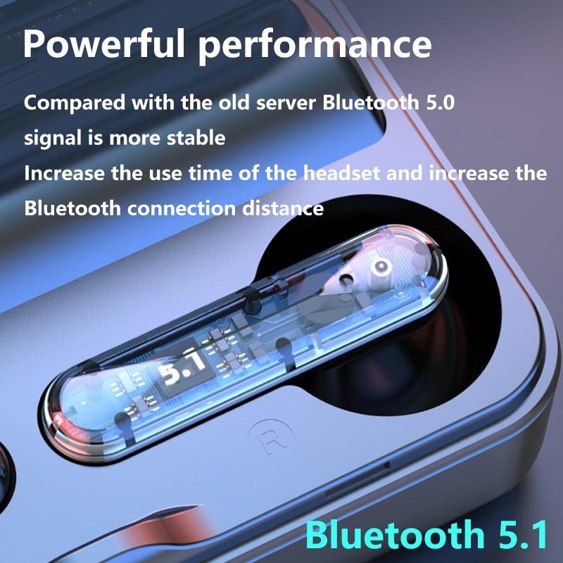 Bluetooth 5.1 Wireless Headphones  Waterproof Sports Workout Earphones With Microphone Bluetooth In Ear Headphones Wireless Headset Quality Deep Bass Soft Earmuffs  Light Weight Built-in Microphone Charging Box 3500mAh Stevvex