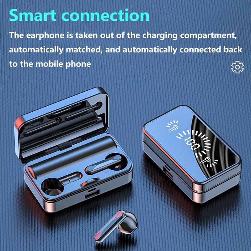 Bluetooth 5.1 Wireless Headphones  Waterproof Sports Workout Earphones With Microphone Bluetooth In Ear Headphones Wireless Headset Quality Deep Bass Soft Earmuffs  Light Weight Built-in Microphone Charging Box 3500mAh Stevvex