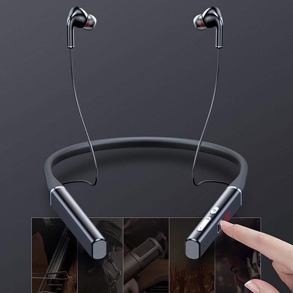 Bluetooth-Compatible Magnetic Neckband Headphone Wireless Earphone Sport Headset Noise Cancelling Microphone Bluetooth Over Ear Headphones, Wireless 5.0/Wired Headset, 55Hrs Playtime, Hi-Fi Stereo Deep Bass, Soft Earmuffs & Light Weight Stevvex